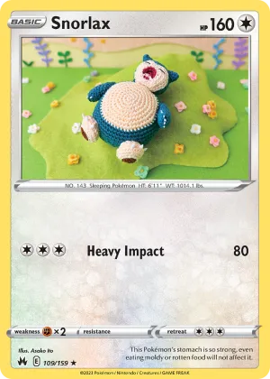 Snorlax Pokémon Crown Zenith #109 Reverse Holo