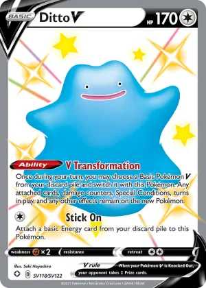 Ditto V Pokémon Shining Fates Shiny Vault #SV118 Holo