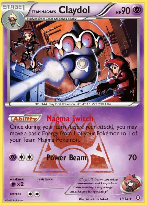 Team Magma's Claydol Pokémon Double Crisis #11 Reverse Holo