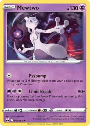 Mewtwo Pokémon Crown Zenith #59 Reverse Holo