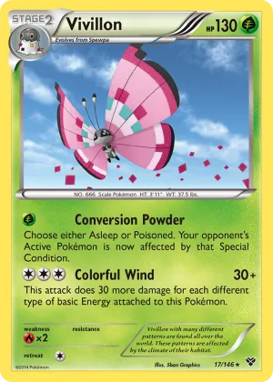 Vivillon Pokémon XY #17 Reverse Holo