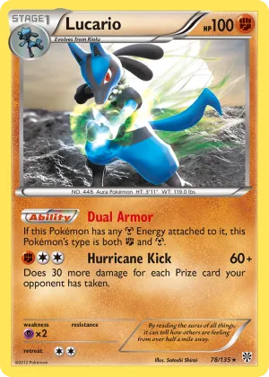 Lucario Pokémon Plasma Storm #78 Reverse Holo