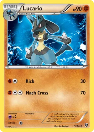 Lucario Pokémon Plasma Storm #77 Reverse Holo