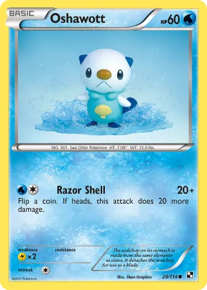 Oshawott Pokémon Black & White #28 Reverse Holo