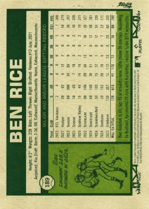 Ben Rice 2026 Topps Heritage Baseball Flip Stock #189