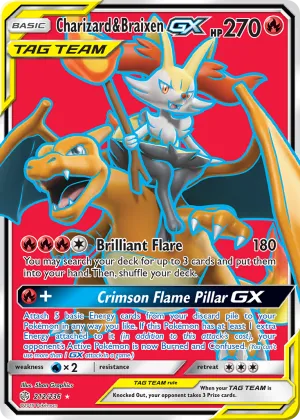 Charizard & Braixen-GX Pokémon Cosmic Eclipse #212 Holo