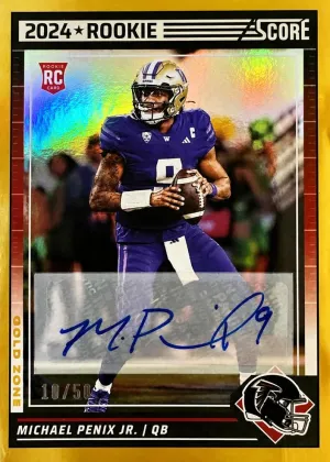 Michael Penix Jr. 2024 Panini Score Rookies Signatures Football Gold Zone #323