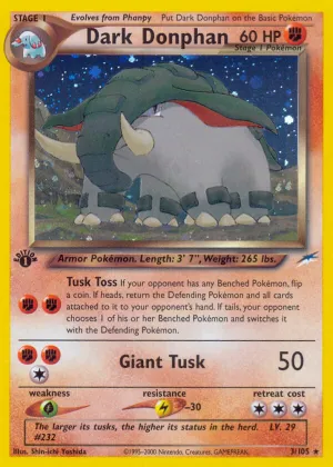 Dark Donphan Pokémon Neo Destiny #3 1st Edition Holo