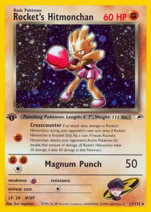 Rocket's Hitmonchan Pokémon Gym Heroes #11 1st Edition Holo
