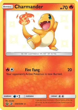 Charmander Pokémon Hidden Fates Shiny Vault #SV6 Holo