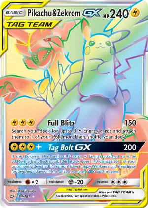 Pikachu & Zekrom-GX Pokémon Team Up #184 Holo