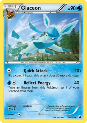 Glaceon Pokémon Dark Explorers #30 Reverse Holo