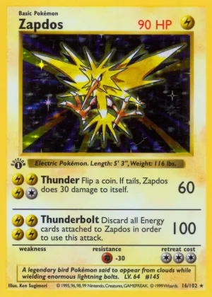 Zapdos Pokémon Base #16 Holo