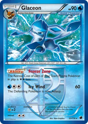 Glaceon Pokémon Plasma Freeze #23 Reverse Holo