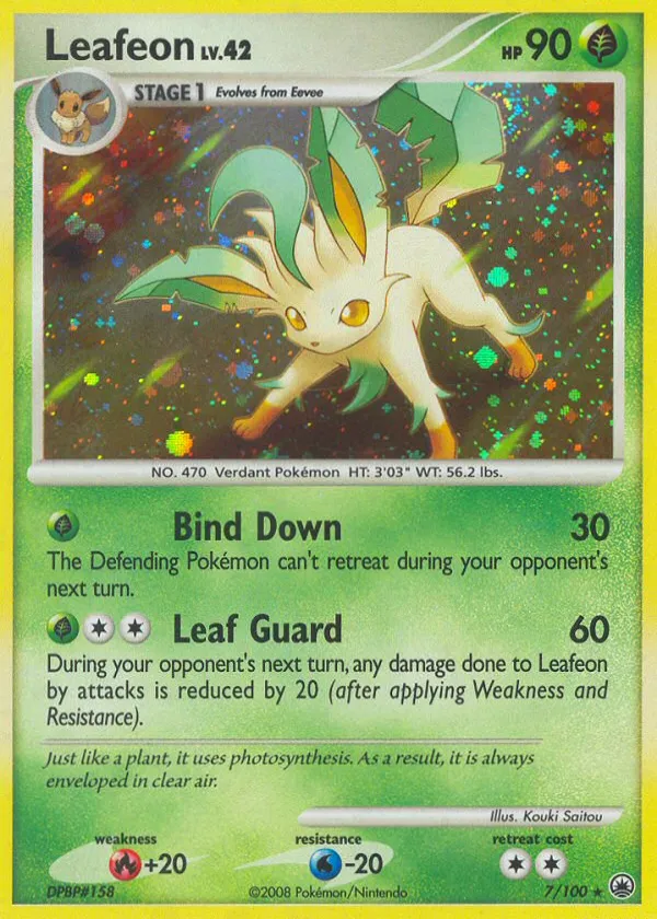 Leafeon Pokémon Majestic Dawn #7 Reverse Holo
