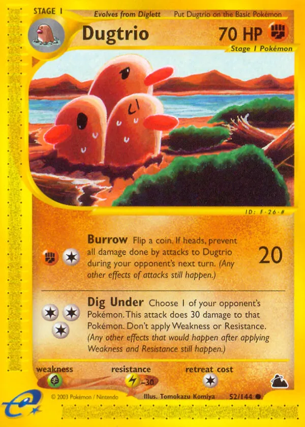 Dugtrio Pokémon Skyridge #52 Reverse Holo