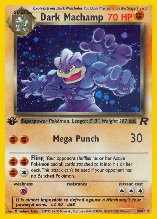 Dark Machamp Pokémon Team Rocket #10 1st Edition Holo
