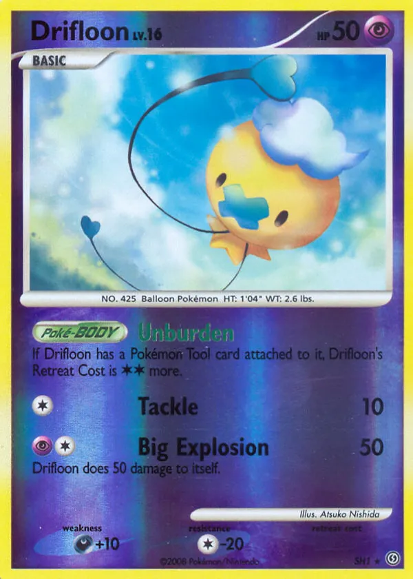 Drifloon Pokémon Stormfront #SH1 Reverse Holo