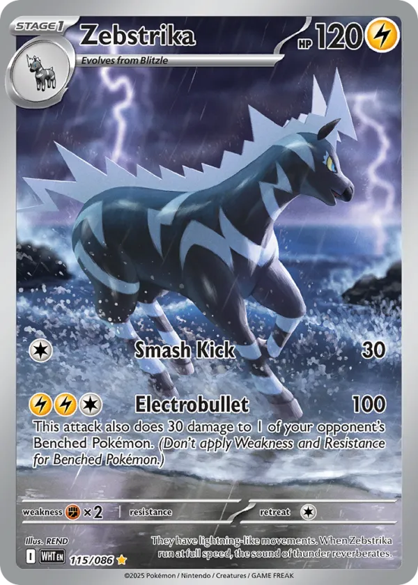 Zebstrika Pokémon White Flare #115 Holo