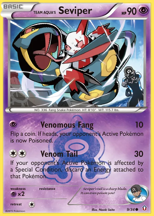 Team Aqua's Seviper Pokémon Double Crisis #9 Reverse Holo