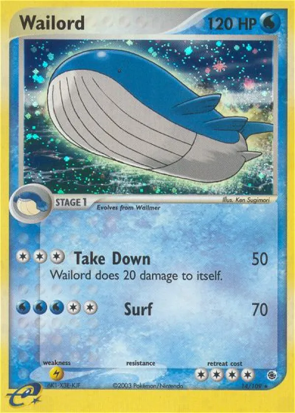 Wailord Pokémon Ruby & Sapphire #14 Reverse Holo
