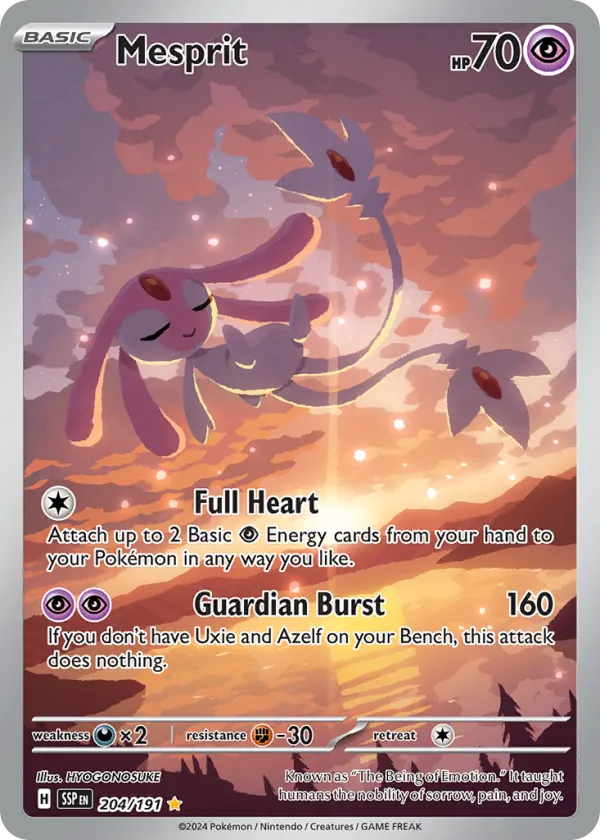 Mesprit Pokémon Surging Sparks #204 Holo