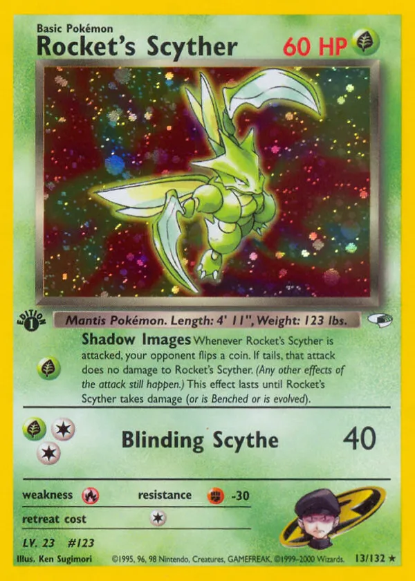 Rocket's Scyther Pokémon Gym Heroes #13 Unlimited Holo