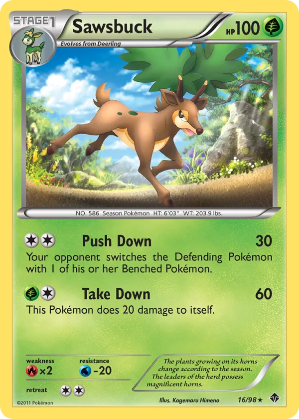 Sawsbuck Pokémon Emerging Powers #16 Reverse Holo