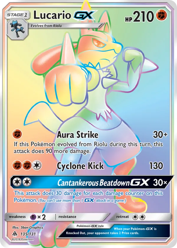 Lucario-GX Pokémon Forbidden Light #135 Holo