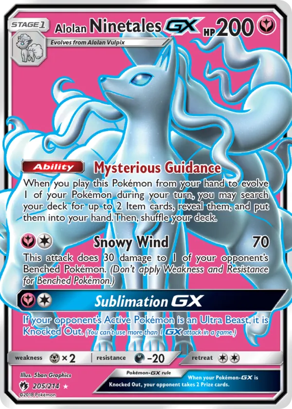 Alolan Ninetales-GX Pokémon Lost Thunder #205 Holo