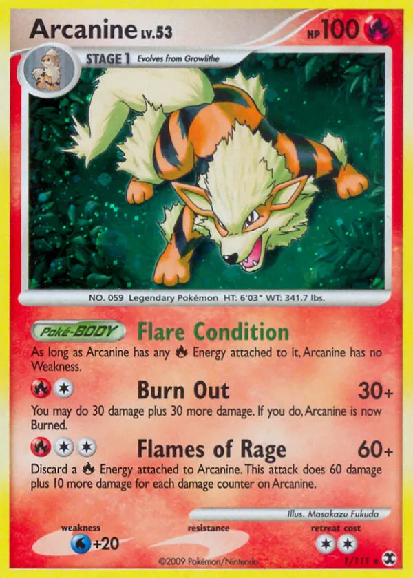Arcanine Pokémon Rising Rivals #1 Reverse Holo