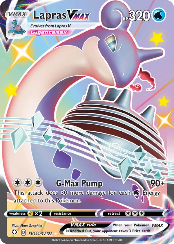 Lapras VMAX Pokémon Shining Fates Shiny Vault #SV111 Holo