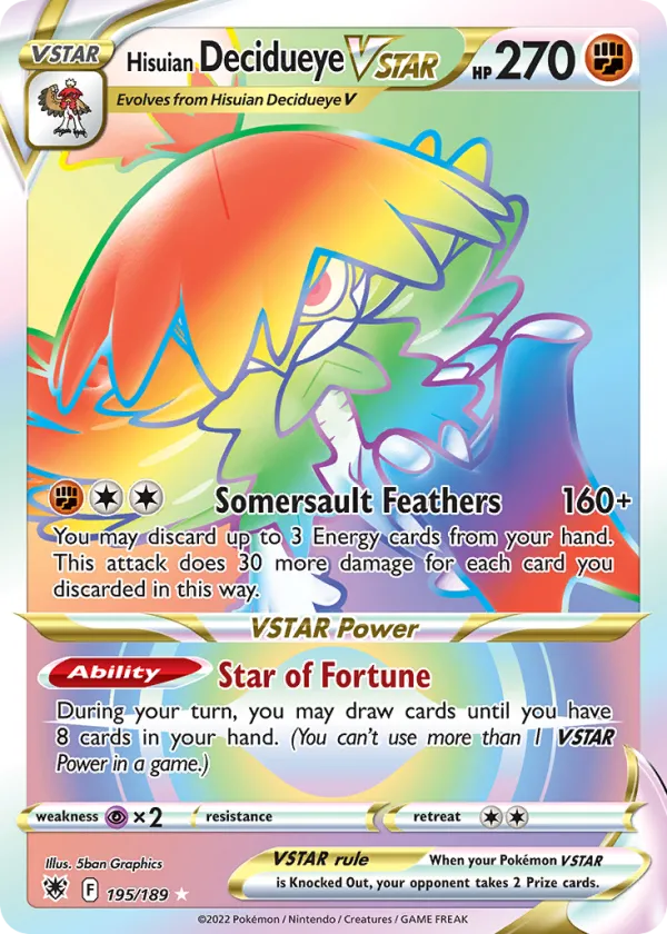 Hisuian Decidueye VSTAR Pokémon Astral Radiance #195 Holo