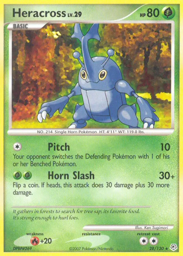 Heracross Pokémon Diamond & Pearl #28 Reverse Holo
