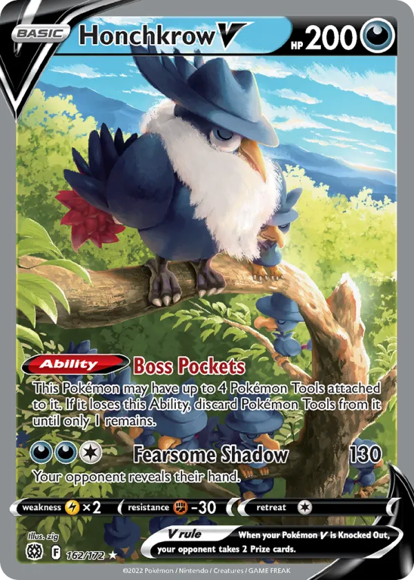 Honchkrow V Pokémon Brilliant Stars #162 Holo