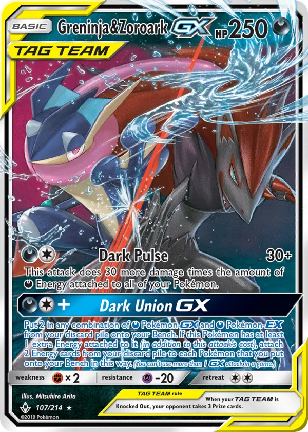 Greninja & Zoroark-GX Pokémon Unbroken Bonds #107 Holo