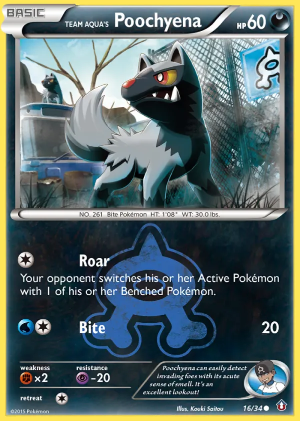 Team Aqua's Poochyena Pokémon Double Crisis #16 Reverse Holo