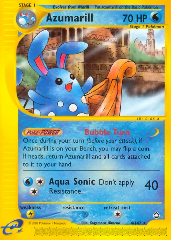 Azumarill Pokémon Aquapolis #4 Reverse Holo