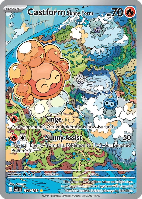 Castform Sunny Form Pokémon Surging Sparks #195 Holo