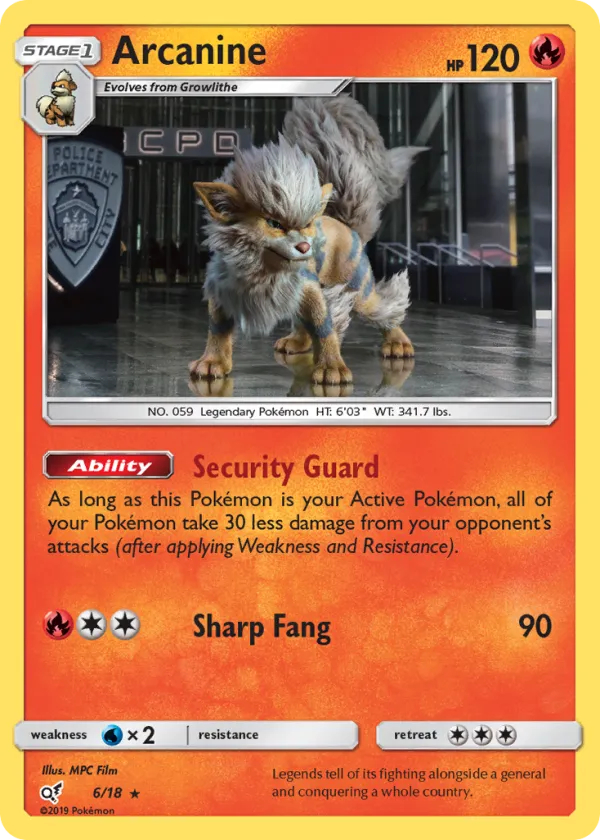 Arcanine Pokémon Detective Pikachu #6 Holo