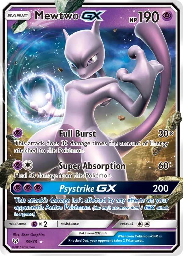 Mewtwo-GX Pokémon Shining Legends #39 Holo