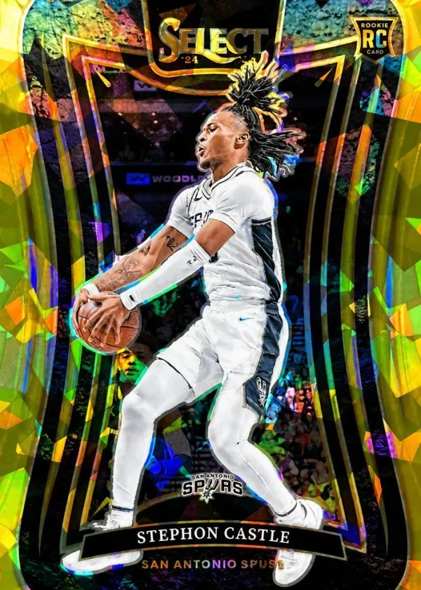 Stephon Castle 2024 Panini Select Mezzanine Level Basketball Gold Cracked Ice #388