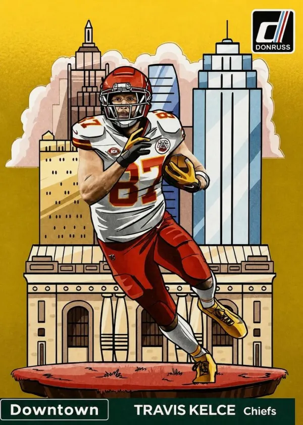 Travis Kelce 2024 Panini Donruss Downtown! Football Gold #7