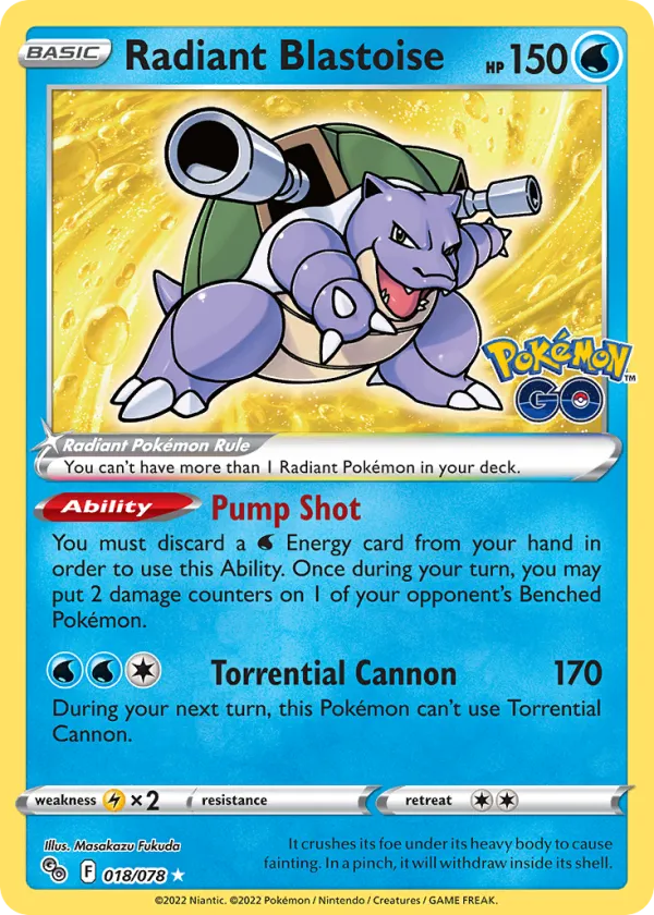 Radiant Blastoise Pokémon Pokémon GO #18 Holo