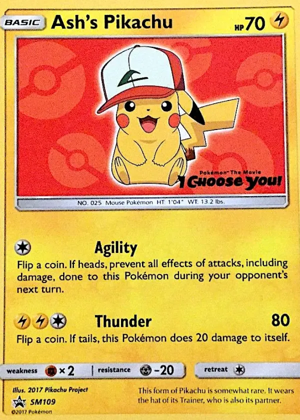 Ash's Pikachu Pokémon SM Black Star Promos #SM109