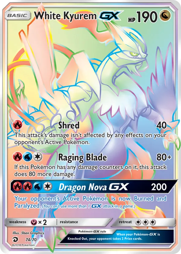 White Kyurem-GX Pokémon Dragon Majesty #74 Holo