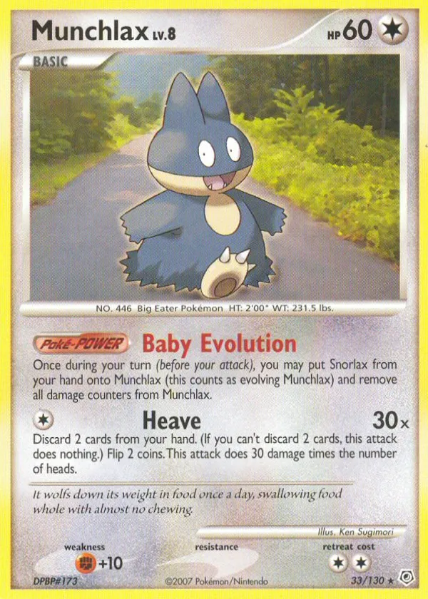 Munchlax Pokémon Diamond & Pearl #33 Reverse Holo