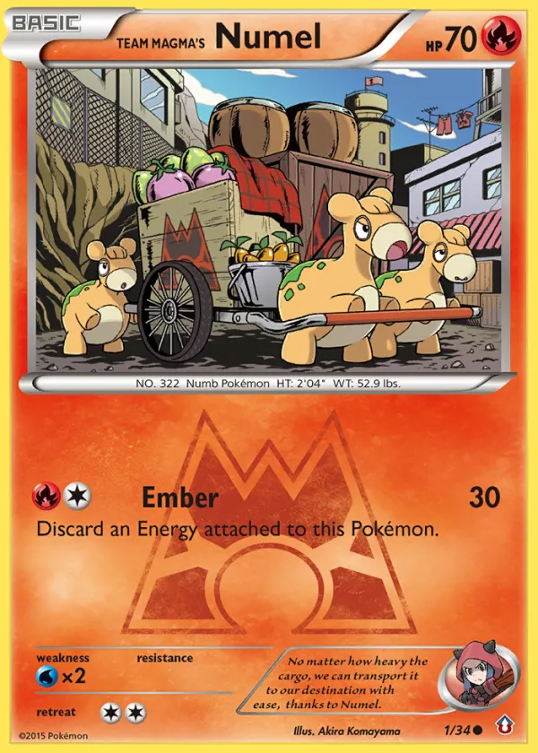 Team Magma's Numel Pokémon Double Crisis #1 Reverse Holo