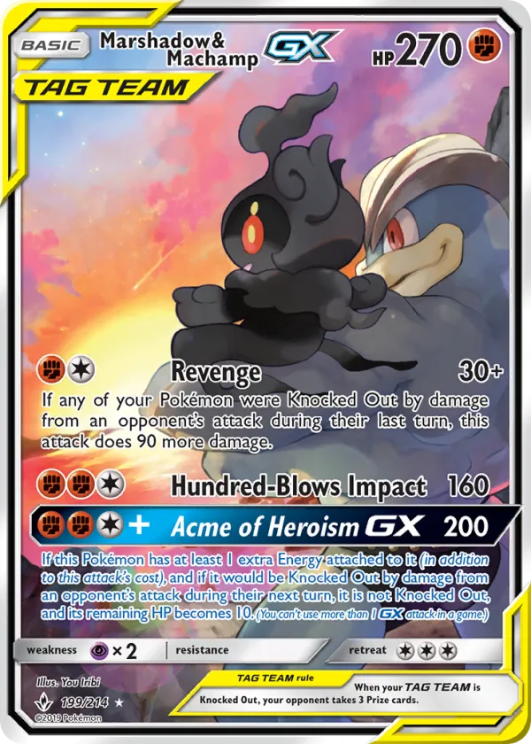 Marshadow & Machamp-GX Pokémon Unbroken Bonds #199 Holo