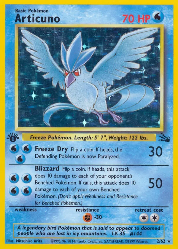 Articuno Pokémon Fossil #2 Unlimited Holo
